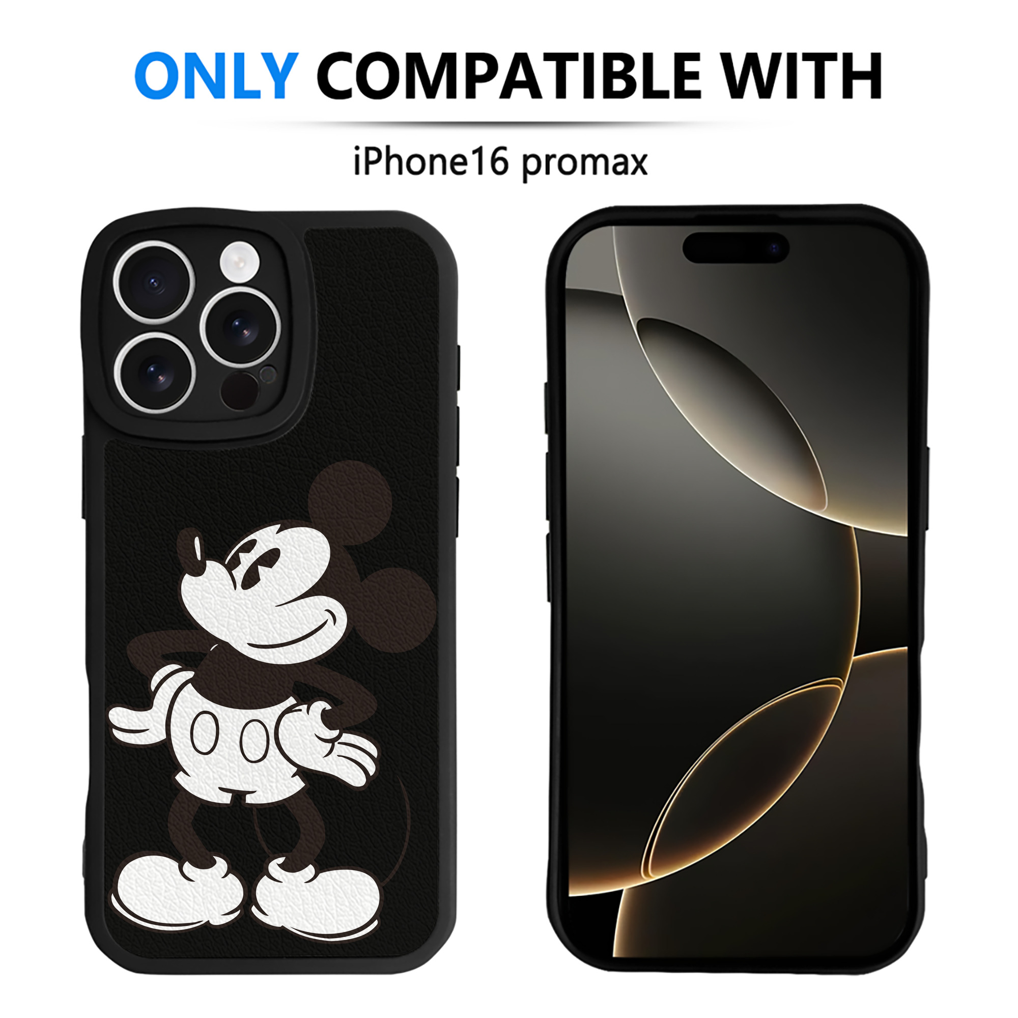 （画像用） ミッキーマウス Mickey Mouse 【iPhone 16シリーズ対応】シリコンスマホケース（レザー調） 材質：シリコン